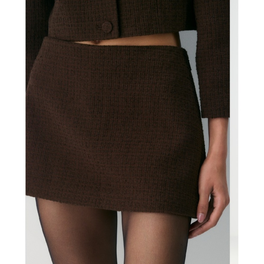 Babaton Expertise Tweed Skort Brown Dark Academia Collegiate Luxe 8 NWT